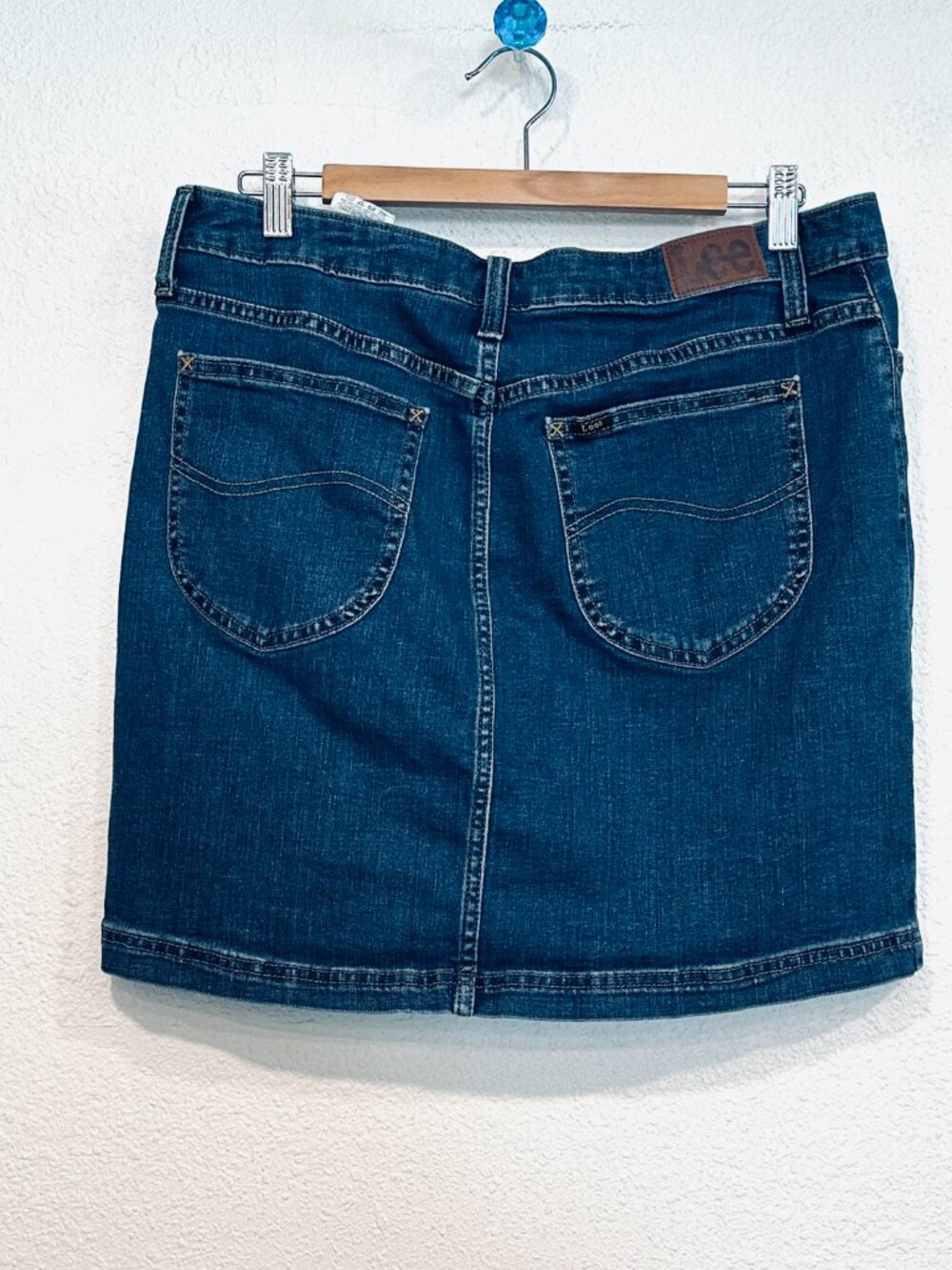 Lee Denim Jean Skort 5 Pockets Skirt with Mesh Built in Shorts Dark Wash Size 14 - Picture 5 of 9